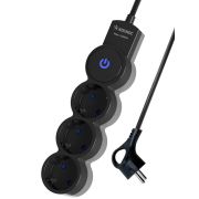 Удлинитель 3х1.5м с заземл. 10А IP20 2200Вт 220В защ. шторки ПВС 3х1 с выкл. черн. КОСМОС YKsm1.5m-3g-Z-V10A-B