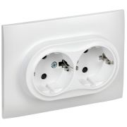 Розетка 2-м SKANDY 16А с заземл. защ. шторки в сборе SK-R07W арктич. бел. IEK SK-R24-16-K01-F