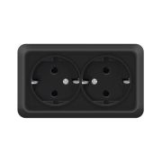 Розетка 2-м ОП Олимп 16А IP20 с заземл. черн. Universal 2216