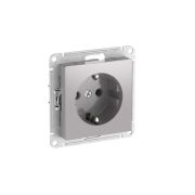 Розетка AtlasDesign 16А с заземл. быстрозажим. клем. механизм алюм. SE ATN000343S