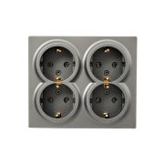 Розетка 4-мест. с заземл. LETO закрытый корпус ПБТ платина LEZARD 752-3500-127BDP