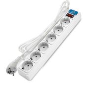 Удлинитель с сетевым фильтром 6х1.8м с заземл 10А IP20 2.2кВт ПВС 3х1 с выкл. бел. DOMTOK 2515