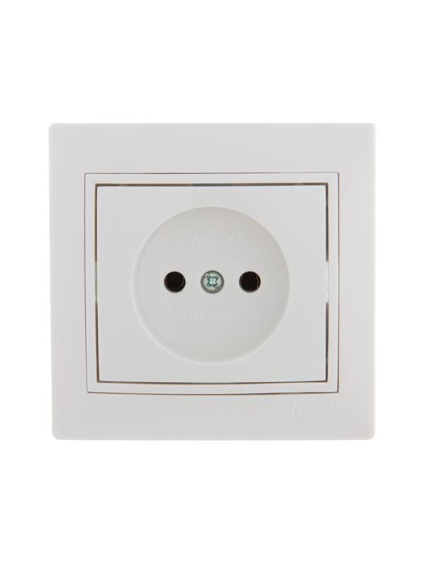 Розетка 1-м СП Mira 16А IP20 без заземл. с бел. вставкой керамика бел. LEZARD 701-0202-121
