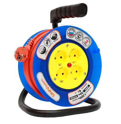 Удлинитель на катушке 4х30м без заземл. 6А IP20 У6-014 ПВС 2х0.75 термозащита UNIVersal 9632059