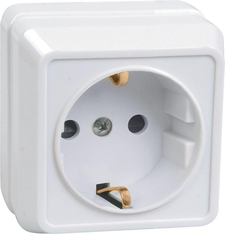 Розетка 1-м ОП Октава РС20-3-ОБ 16А IP20 с заземл. бел. GENERICA ERO11-K01-16-DC