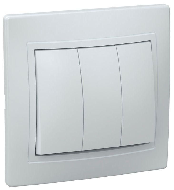 Выключатель 3-кл. СП Кварта 10А IP20 ВС10-3-0-КБ бел. GENERICA EVK30-K01-10-DM