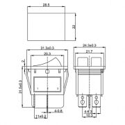 Выключатель клавишный 250В 15А (6с) ON-OFF крас./зел. с подсветкой двойн. (RWB-511) Rexant 36-2450
