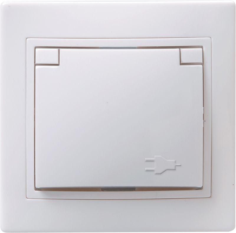 Розетка 1-м СП Кварта РСбш10-3-КБ 16А IP20 с заземл. защ. шторки с крышкой бел. GENERICA ERK12-K01-16-DM