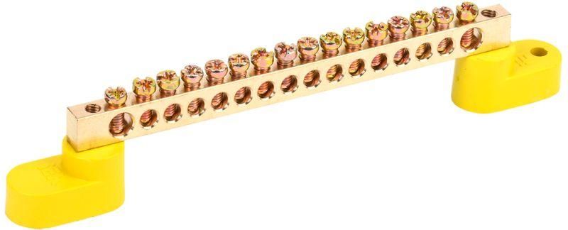 Шина PE «земля» ШНИ-6х9-16-У2-Ж на двух угловых изоляторах IEK YNN10-69-16C2-K05