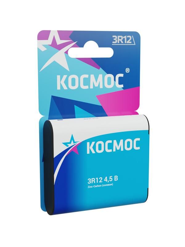 Элемент питания солевой «квадрат» 3R12 1BL (блист.1шт) Космос KOC3R121BL
