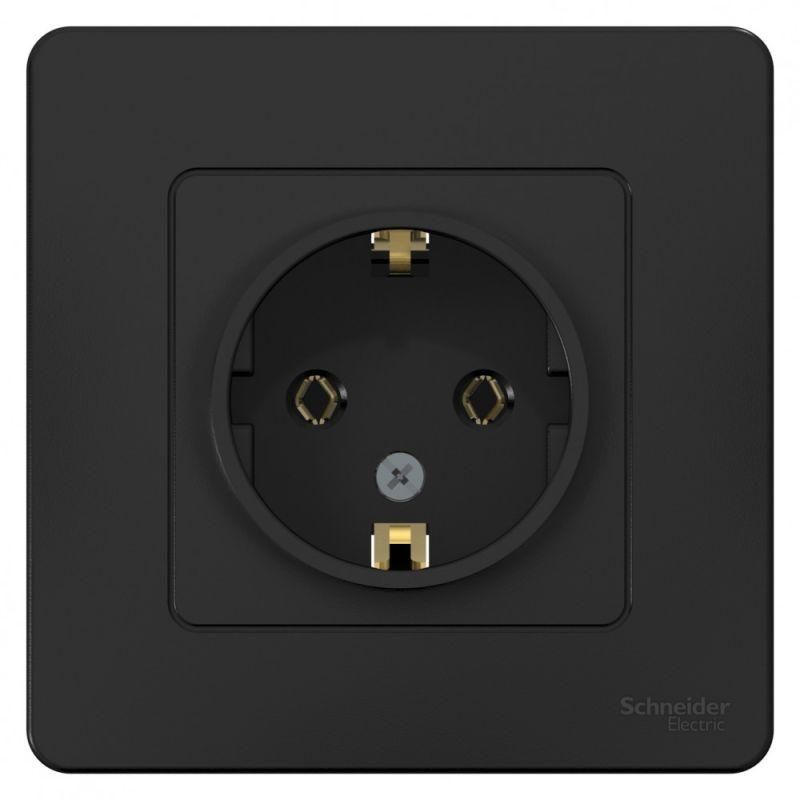 Розетка 1-м СП Blanca 16А IP20 250В с заземл. без защ. шторок антрацит SE BLNRS001016