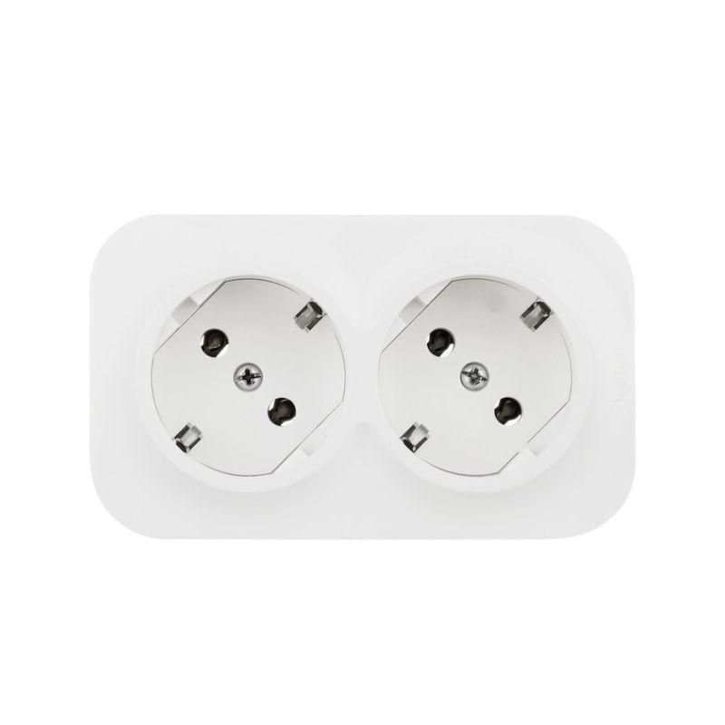 Розетка 2-м ОП Quteo 16А IP20 250В 2х2P+E с заземл. без защ. шторок бел. IEK 782233