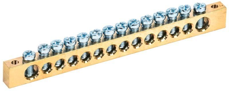 Шина PEN «земля-ноль» 8х12мм 14/2 (14групп/крепеж по краям) IEK YNN21-14-100