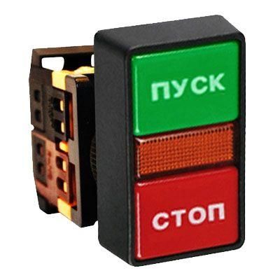 Кнопка AS-22N «Пуск-Стоп» прямоугольная 220В NO+NC EKF pbn-as-rec