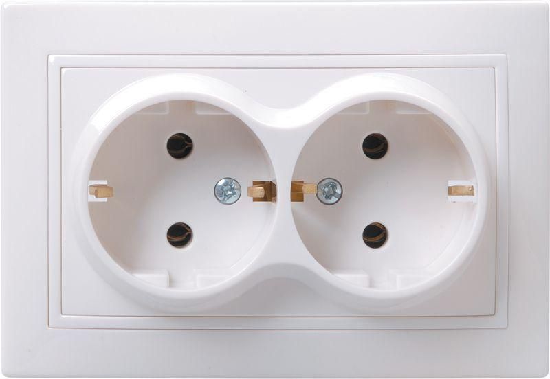 Розетка 2-м СП Кварта РС12-3-КБ 16А IP20 с заземл. без защ. шторок бел. GENERICA ERK24-K01-16-DM