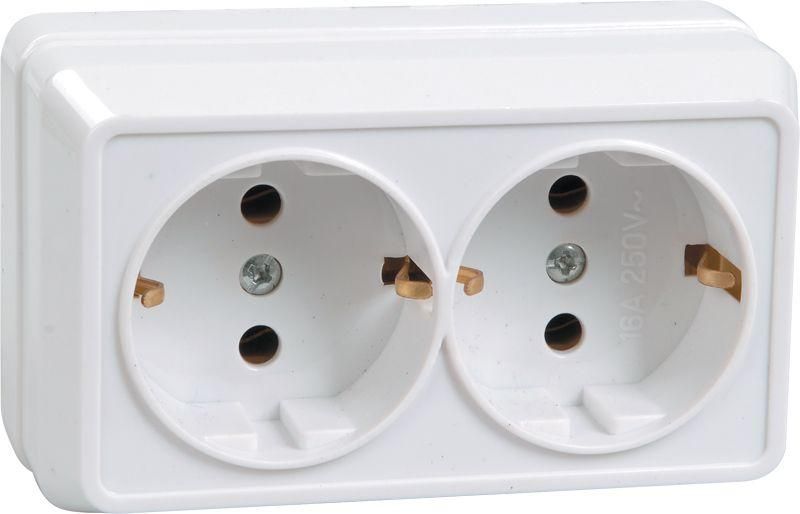 Розетка 2-м ОП Октава РС22-3-ОБ 16А IP20 с заземл. бел. GENERICA ERO21-K01-16-DC
