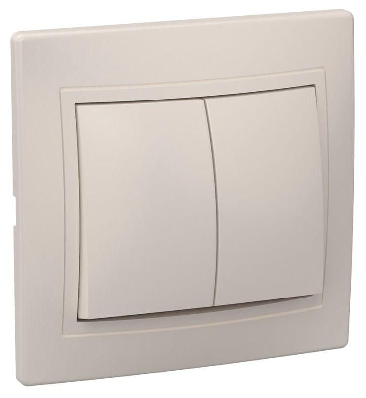 Выключатель 2-кл. СП Кварта 10А IP20 ВС10-2-0-ККм крем. GENERICA EVK20-K33-10-DM