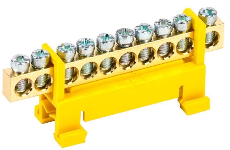 Шина PE «земля» на DIN-изол. «Стойка» ШНИ 6х9-10-С-Ж IEK YNN10-69-10P-K05