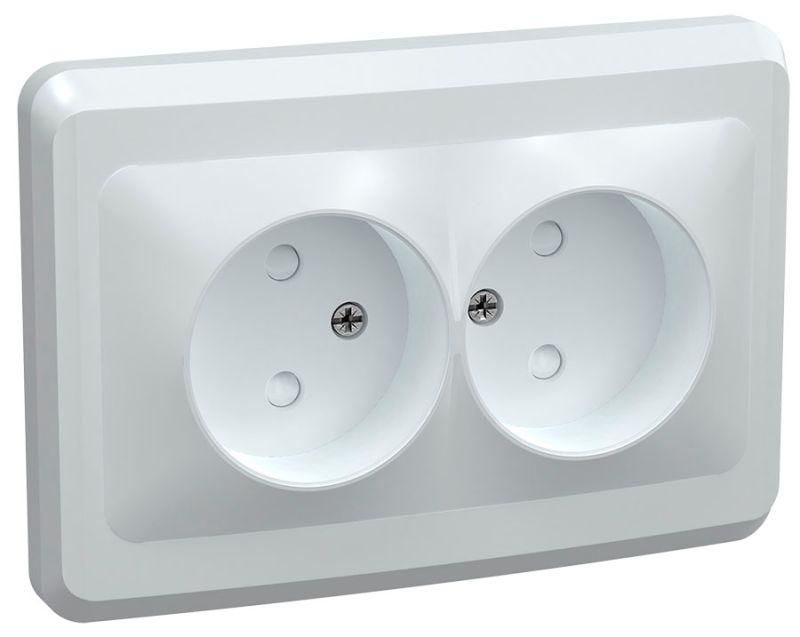 Розетка 2-м СП Вега РС12-2-ВБ без заземл. контакта без защ. штор 10А бел. GENERICA ERV20-K01-10-DM