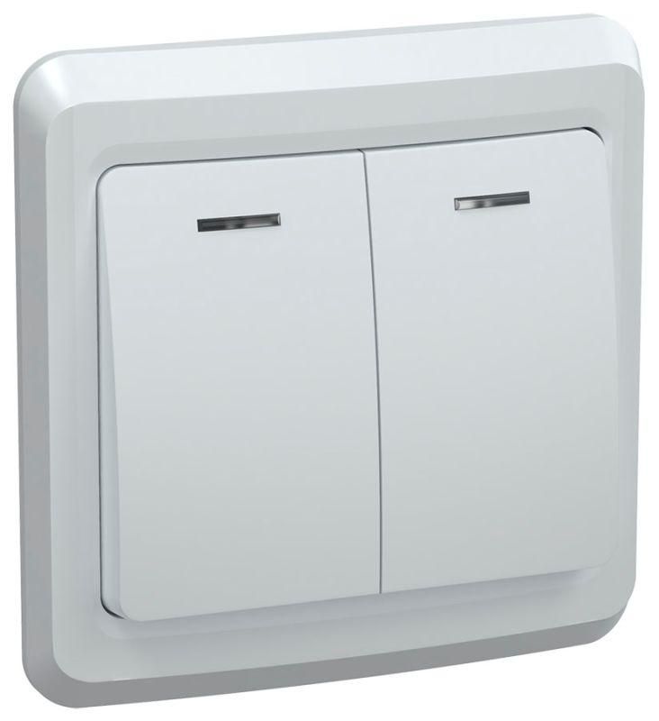 Выключатель 2-кл. СП Вега 10А IP20 ВС10-2-1-ВБ с индикацией бел. GENERICA EVV21-K01-10-DM