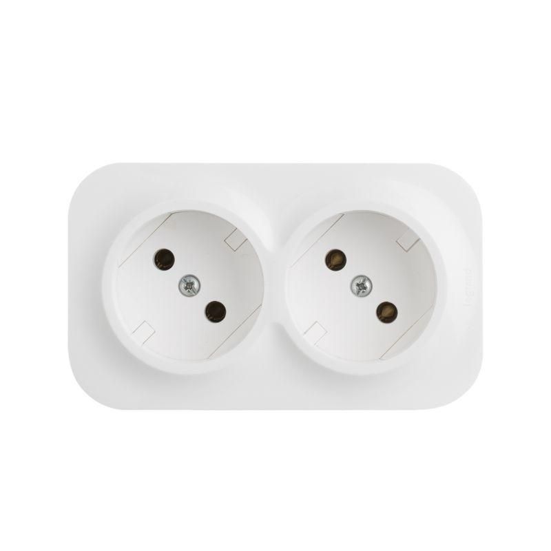 Розетка 2-м ОП Quteo 16А IP20 250В 2х2P без заземл. без защ. шторок бел. IEK 782231