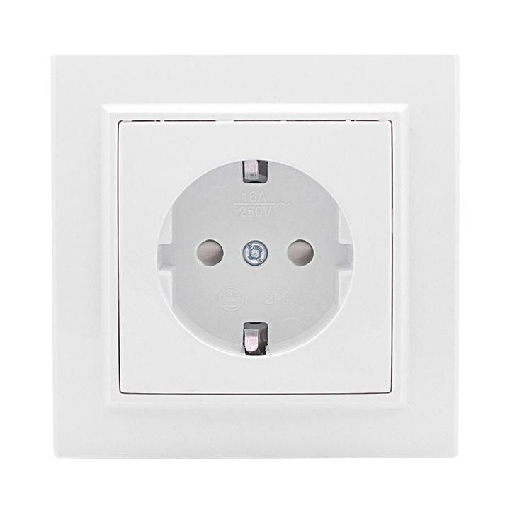 Розетка 1-м СП Минск 16А IP20 с заземл. защ. шторки бел. Basic EKF ERR16-028-100