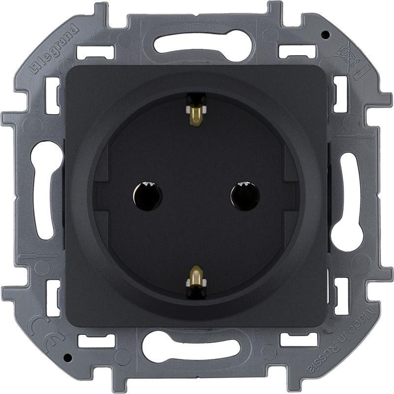 Розетка 1-м СП Inspiria 16А IP20 250В 2P+E немецк. стандарт механизм антрацит IEK 673723