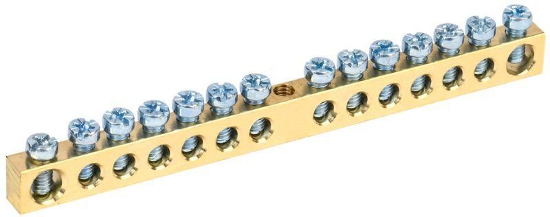 Шина PEN «земля-ноль» 6х9мм 14/1 (14групп/крепеж по центру) IEK YNN10-14-100