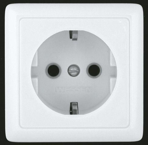Розетка 1-м ОП Хит 16А IP20 250В с заземл. без защ. шторок бел. SE RA16-133-B