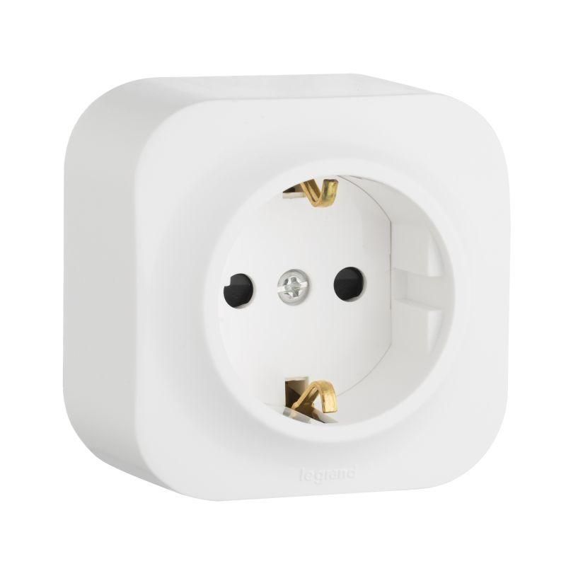 Розетка 1-м ОП Quteo 16А IP20 2P+E с заземл. без защ. шторок бел. IEK 782211