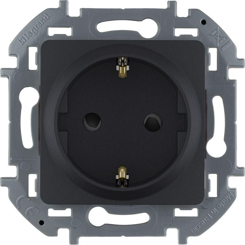 Розетка 1-м СП Inspiria 16А IP20 250В 2P+E защ. шторки немецк. стандарт механизм антрацит IEK 673733