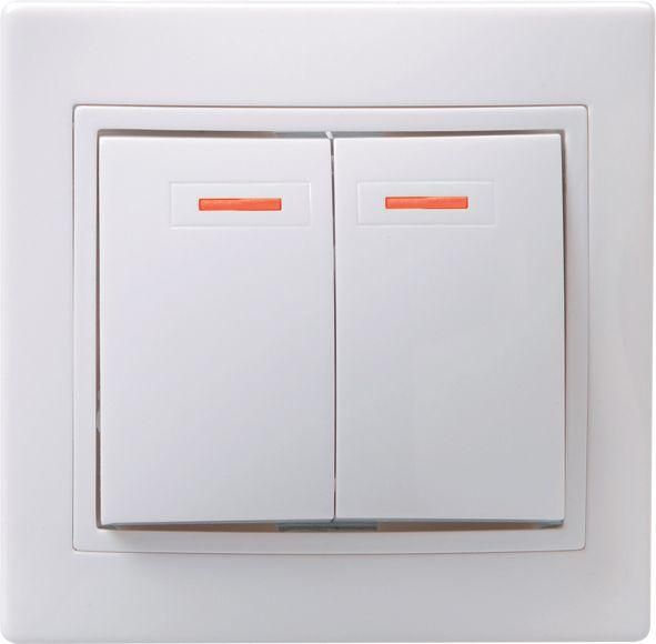 Выключатель 2-кл. СП Кварта 10А IP20 ВС10-2-1-КБ с индикацией бел. GENERICA EVK21-K01-10-DM