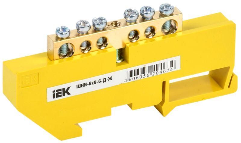 Шина PE «земля» на DIN-изоляторе ШНИ-6х9-6-Д-Ж IEK YNN10-69-6D-K05