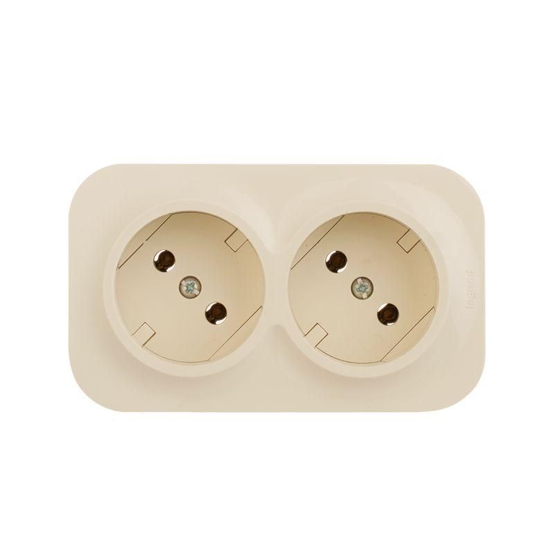 Розетка 2-м ОП Quteo 16А IP20 250В 2х2P без заземл. без защ. шторок сл. кость IEK 782261