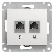 Механизм розетки комп+телеф.RJ45+RJ11 бел.«SE» Glossa