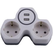 Сетевой разветвитель на 2 вых,+ 2USB 2.4A «STEKKER»