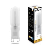 Лампа светодиодная G9 / 220V / 7W 2700K «FERON» матовая