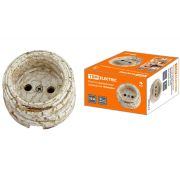 Розетка фарфоровая 1-м без зазем. «РЕТРО» мрамор,10А «TDM»