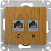 Механизм розетки комп+телеф.RJ45+RJ11 дуб.«SE» Glossa