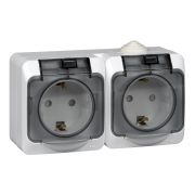 Розетка о/у 2-м.с заземл.с крыш.IP44 бел.«SE» ЭТЮД