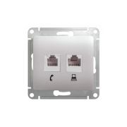 Механизм розетки комп+телеф.RJ45+RJ11 алюм.«SE» Glossa