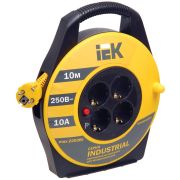 Удлинитель на катушке «IEK» 4х10м с заземл. 10А IP20 Industrial УК10 3х1 термозащита