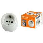 Розетка фарфоровая 1-м с зазем. «РЕТРО» белая 10А «TDM»